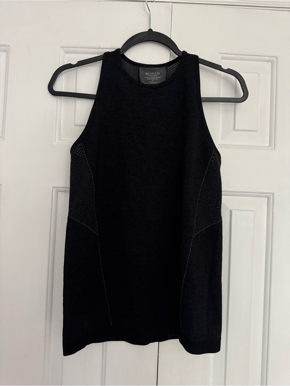 ATHLETA Black Mesh-Panel Racerback Tank